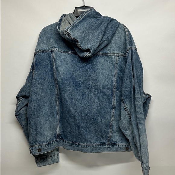 MNML Light Blue Denim pullover jacket hood denim hoodie size large streetwear - Picture 3 of 5